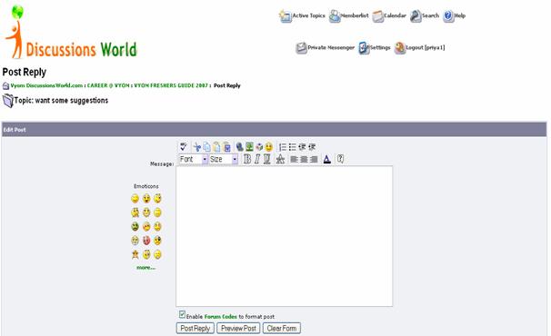 Discussion Forum Website Post Reply For Forum Topic Display Page